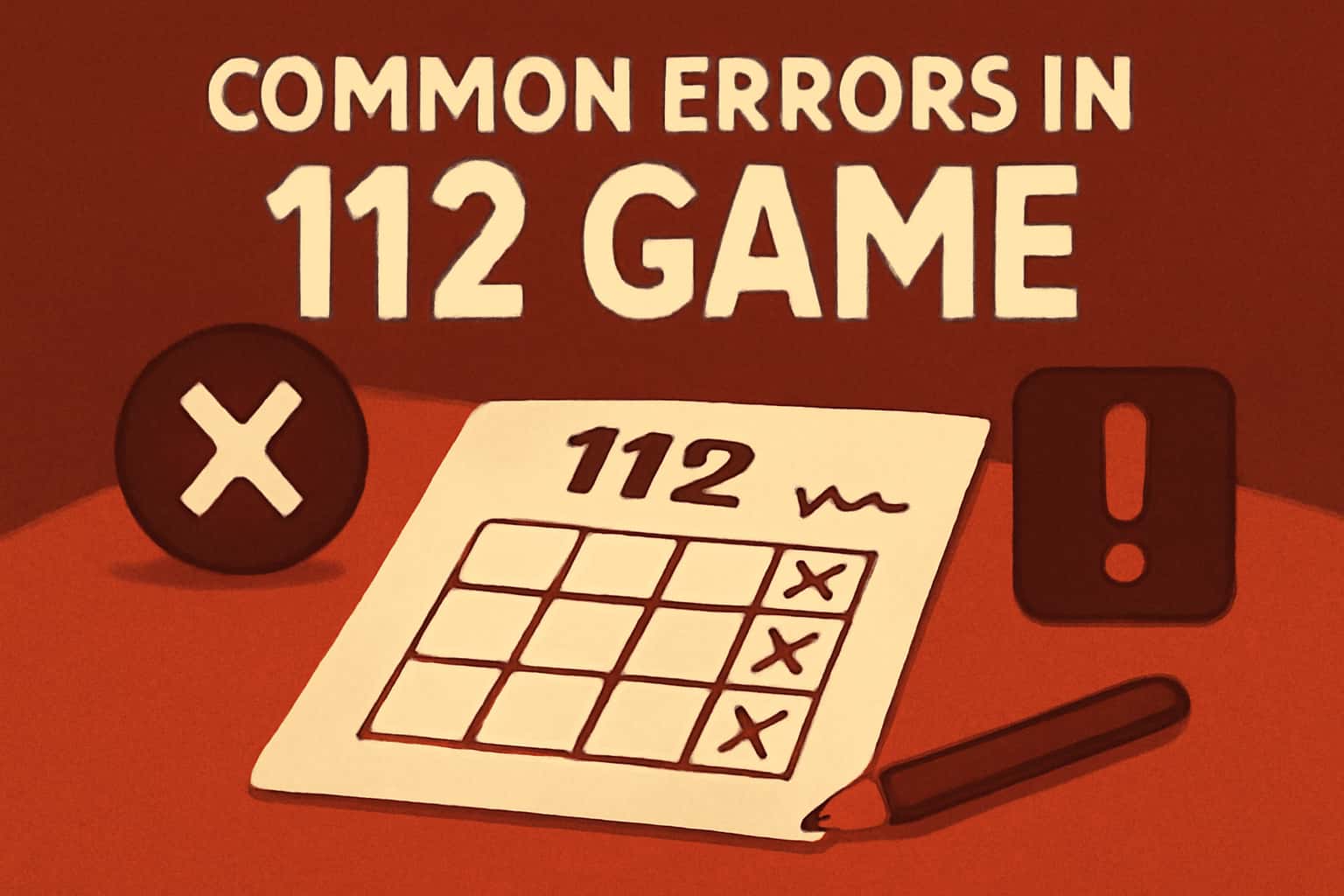 Informational scene depicting common errors in 112 Game.