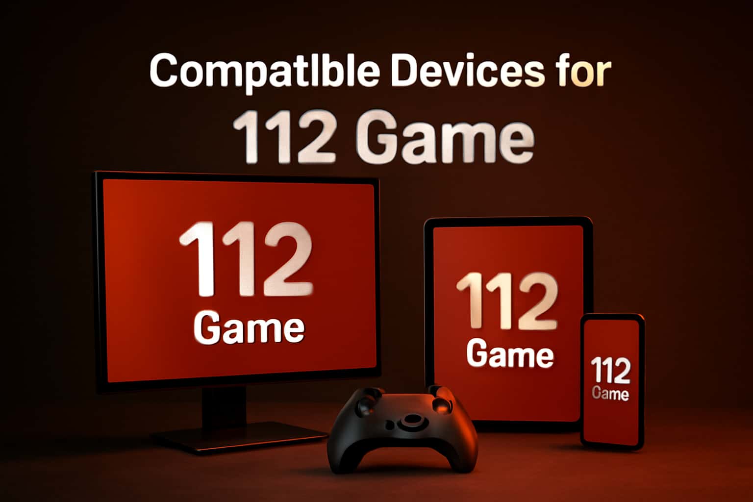 An informational graphic showcasing compatible devices for 112 Game.