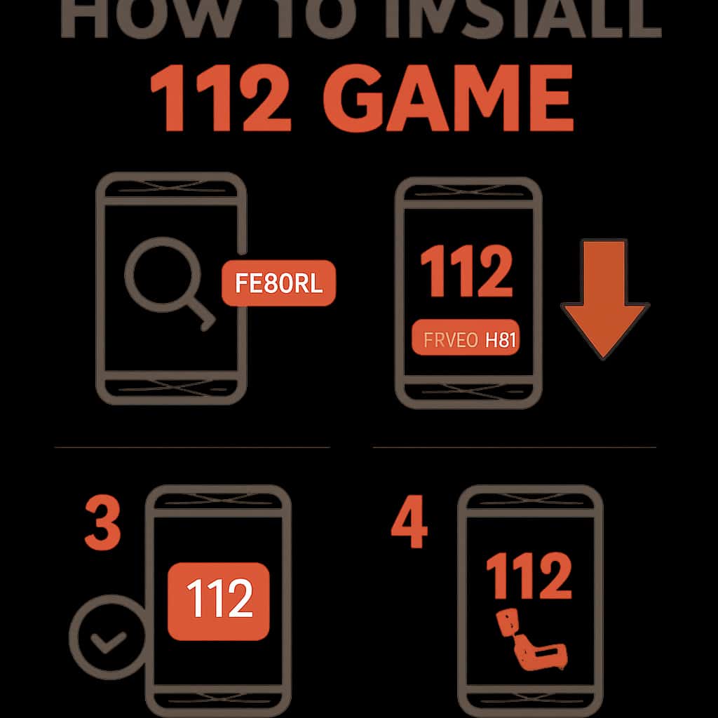 A diagram illustrating the installation steps for 112 Game.