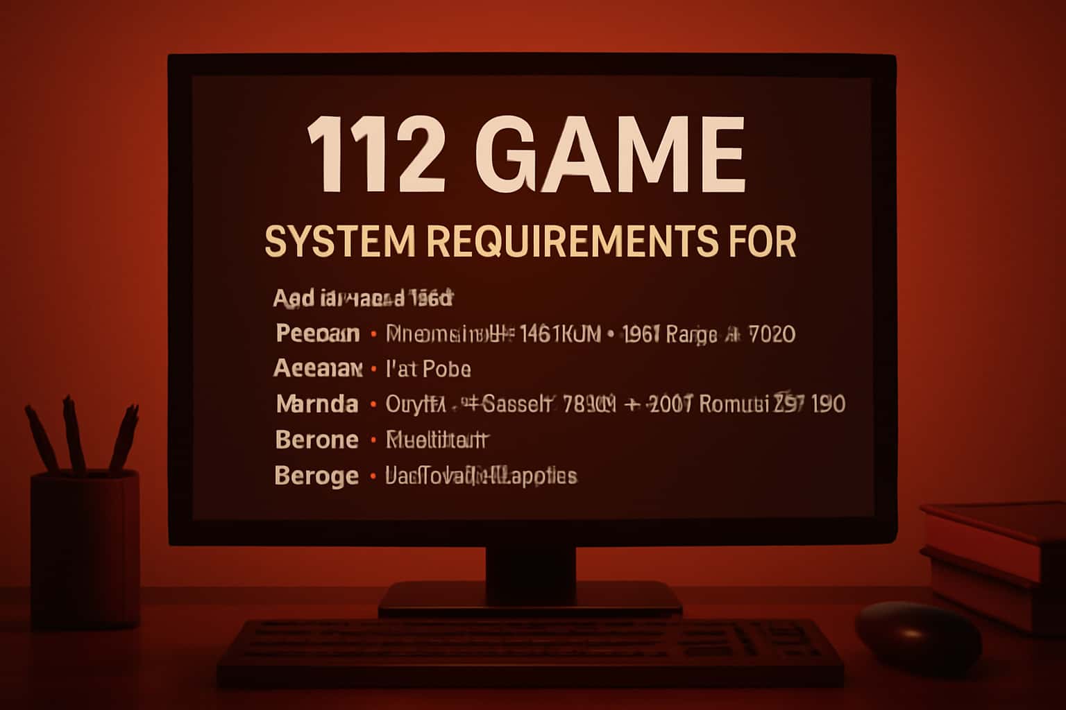 Visual representation of system requirements for 112 Game.